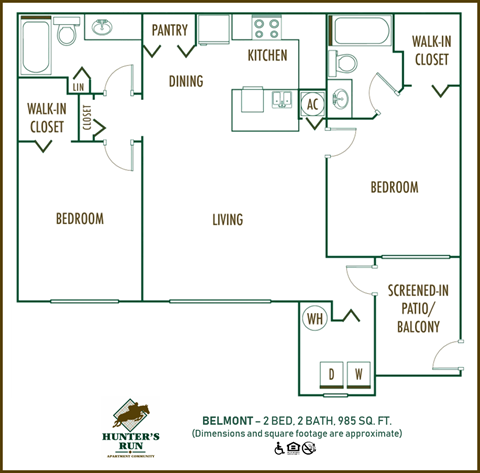 2 Bed 2 Bath Floor Plan at Hunters Run, Middleburg, FL 32068
